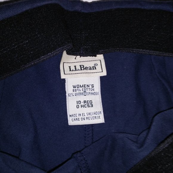 L.L. Bean Pants Stretch Size 10 Regular Solid Navy Blue Cotton Spandex Waist Uns - Picture 7 of 8